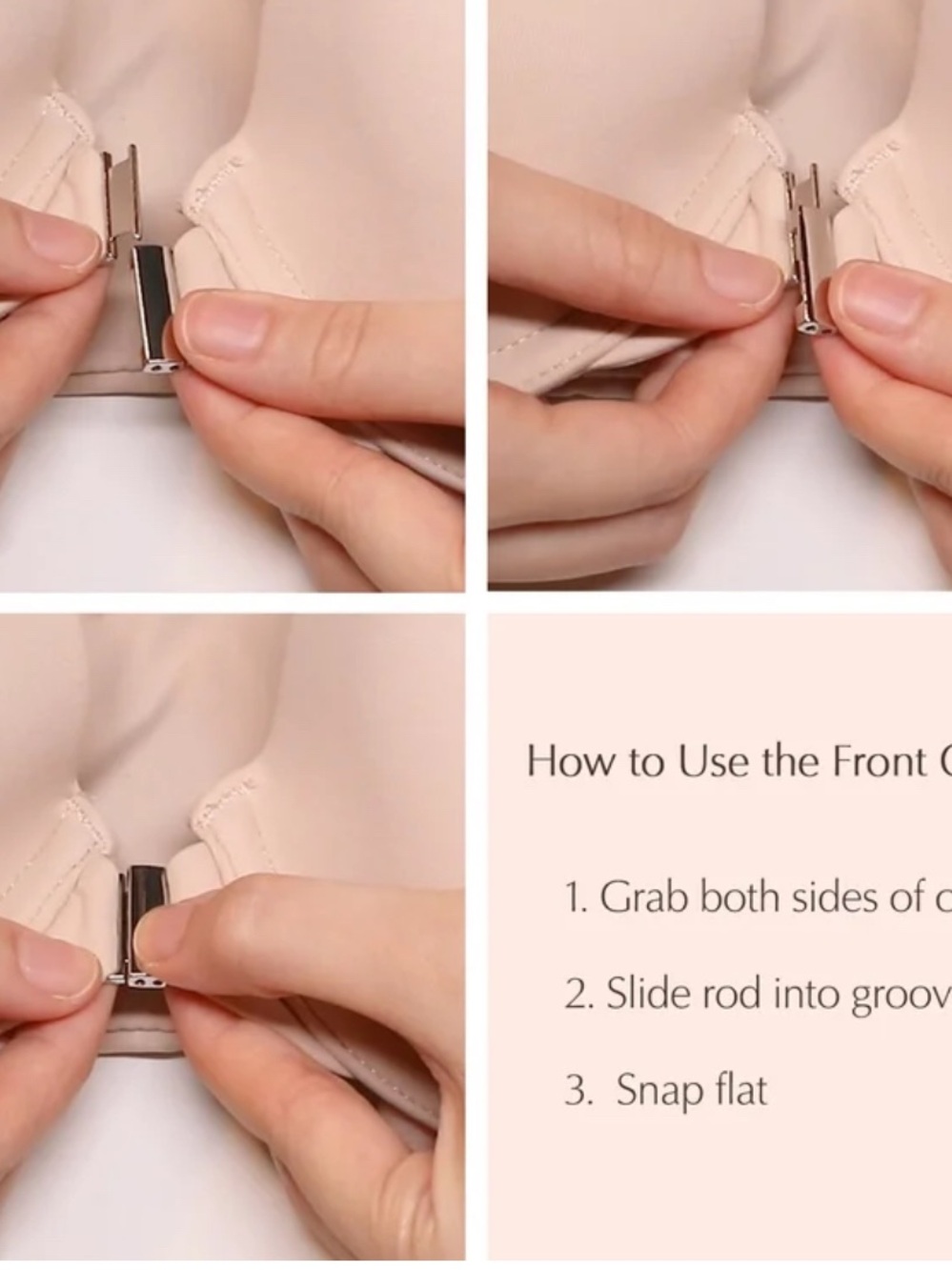 Front-Closure Nude Support Bra with Mesh Insert - Picture 4 of 7